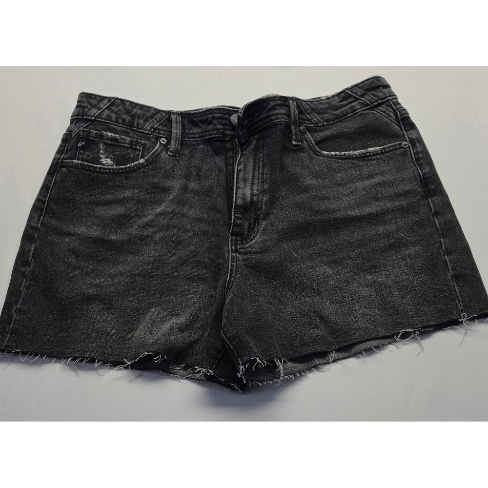 KanCan Womens High Rise Washed Black Denim Cut Off Shorts Distressed 30 227162